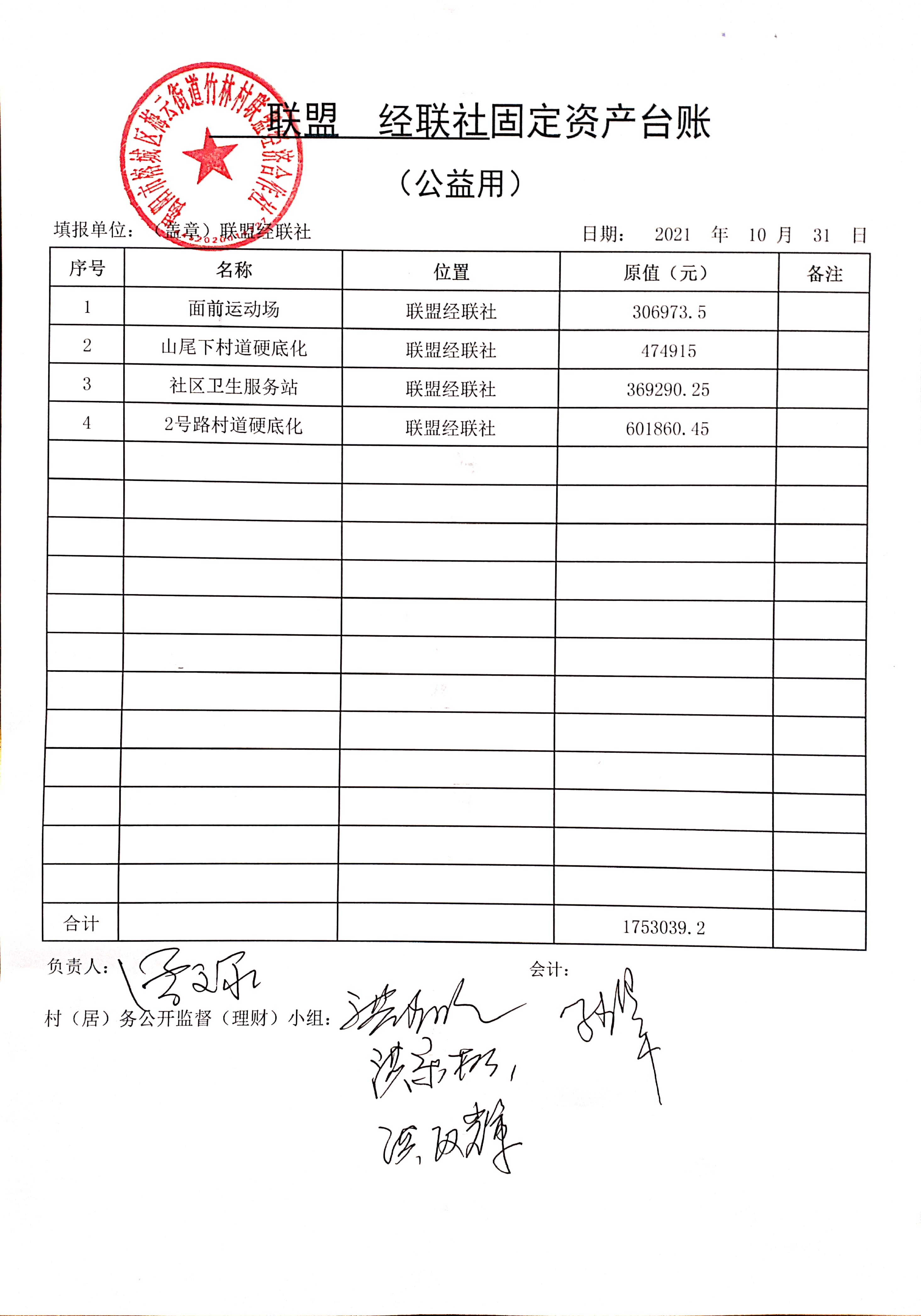 联盟经济合作社固定资产台账-公益用3